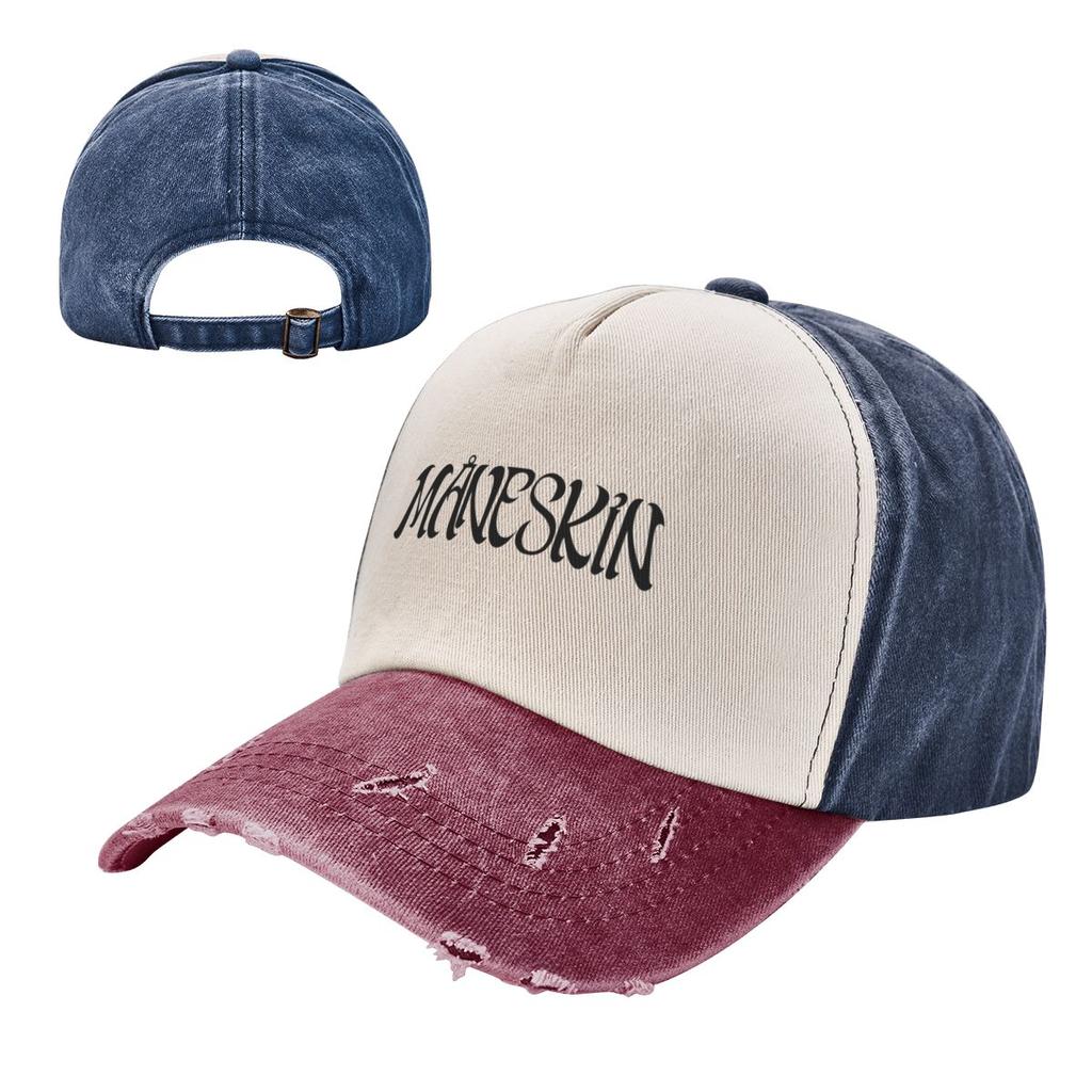 Vintage Maneskin Band Logo Baseball Caps for Unisex Women Distressed Denim Dad Hat Outdoor Activities Unstructured Soft Caps Hat