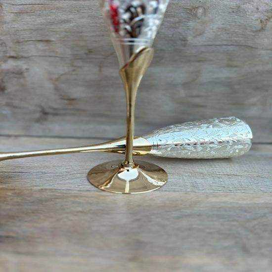 Handmade Brass Royal Chalice Goblet Embossed King's Cup Set of 2 Wedding, Anniversary, Christmas, New Year Gift