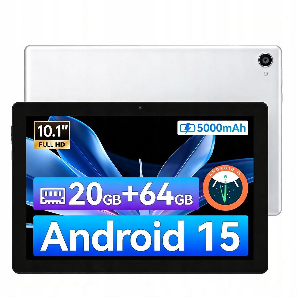 Tablet Android 15, 10,1 palce, 20 GB RAM, 64 GB ROM, WiFi 6, Widevine L1, HD IPS displej 120 Hz