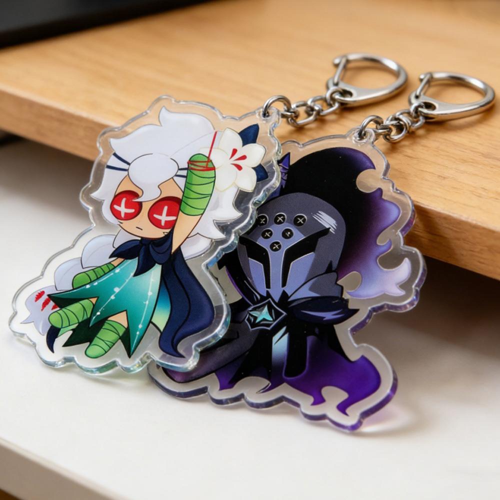 Cookie Run Keychains White Lily Cookie and Silent Salt Cookie Keyrings Jewelry Manga Game Fans Gifts