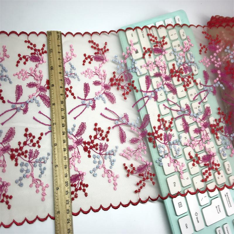 Embroidered Net Lace, 1m x 23.5cm, Multicolor Embroidery Tulle Lace Trim for Lingerie, Bra, Underwear, Dress, Garment, Sewing & Crafting