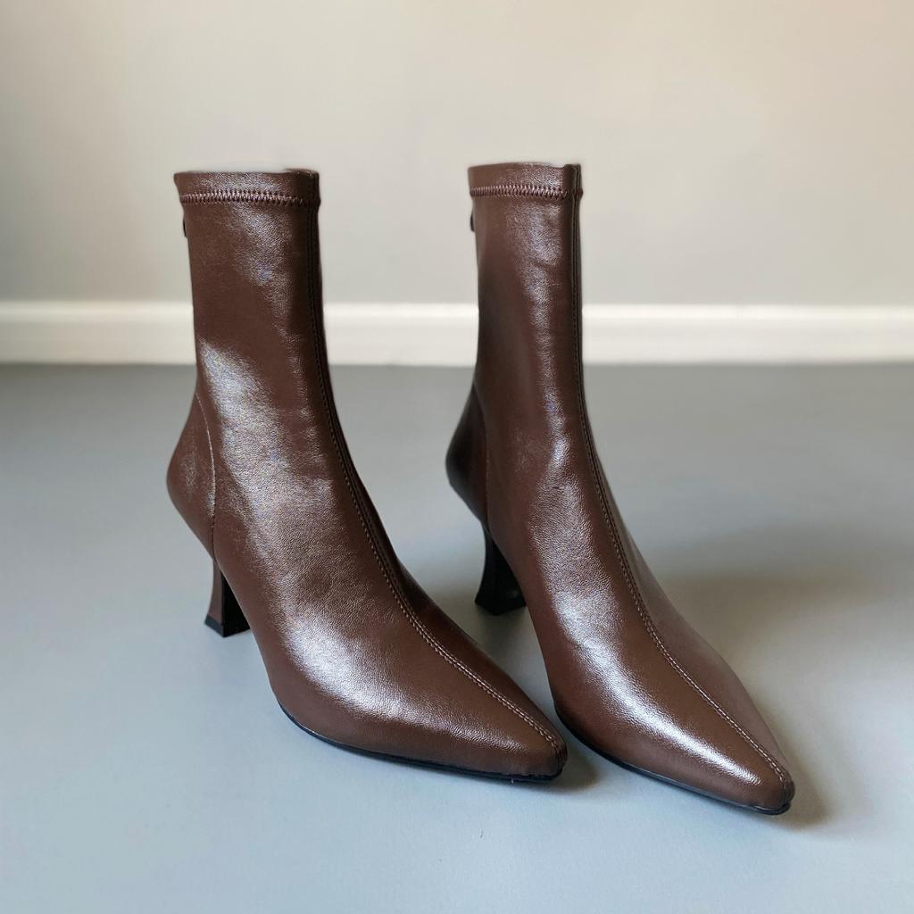 ~ Pointed Thin Heel Boots High Heel Elastic Boots Temperament Versatile Thin Boots Autumn and Winter Velvet Women's Boots