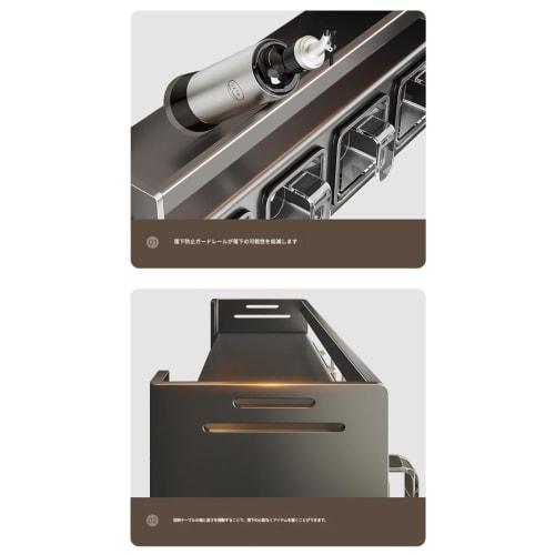 SIzlaho Kitchen Spice Rack, Wall-Mounted Spice Storage, Punch-Free Wall-Mounted Spice Rack for Home Use (Double Layer, 4 Cups)