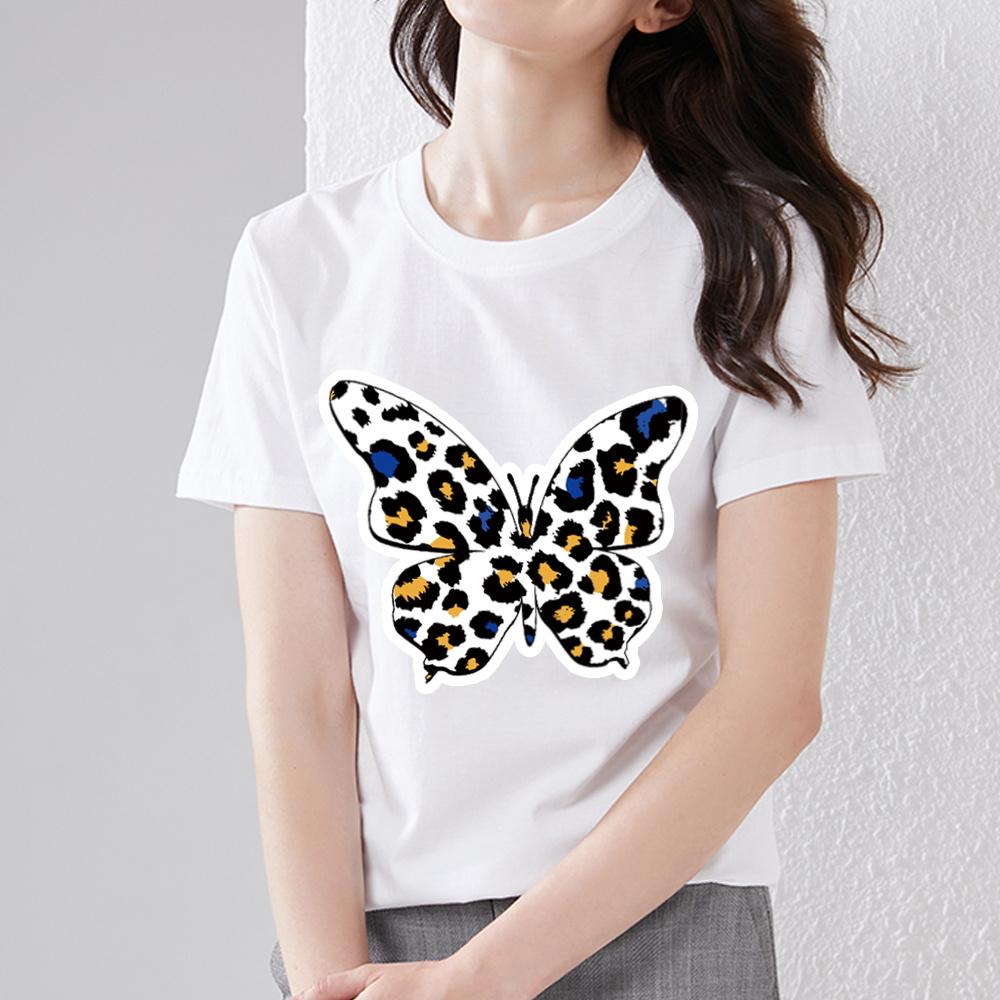 Klasické triko Street Trend Slim Dámské Univerzální Tiger Leopard Potištěné Neformální Výstřih do O Pohodlné Prodyšné Top s krátkým rukávem