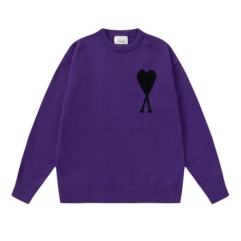 Neuer AMI CS Strickpullover Rundhals Trendmarke Damen Paar Kleines Herz Lockerer Pullover Langarm Grenzüberschreitender Strickpullover