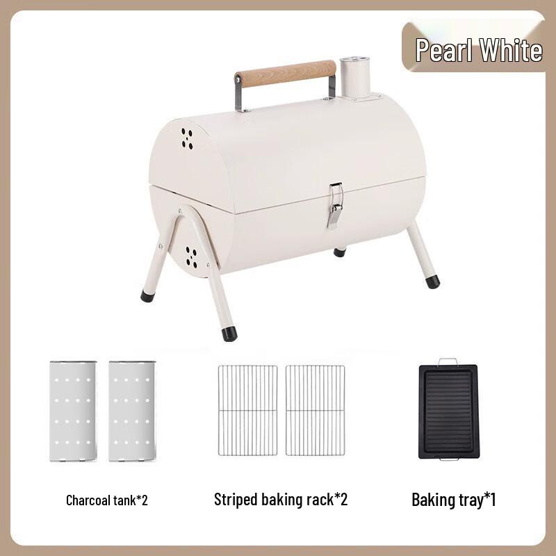 ZISIZ Portable Charcoal Chimney BBQ Grill with Frying Pan