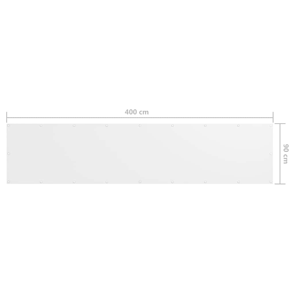 vidaXL Balkon-Sichtschutz Weiß 90x400 cm Oxford-Gewebe