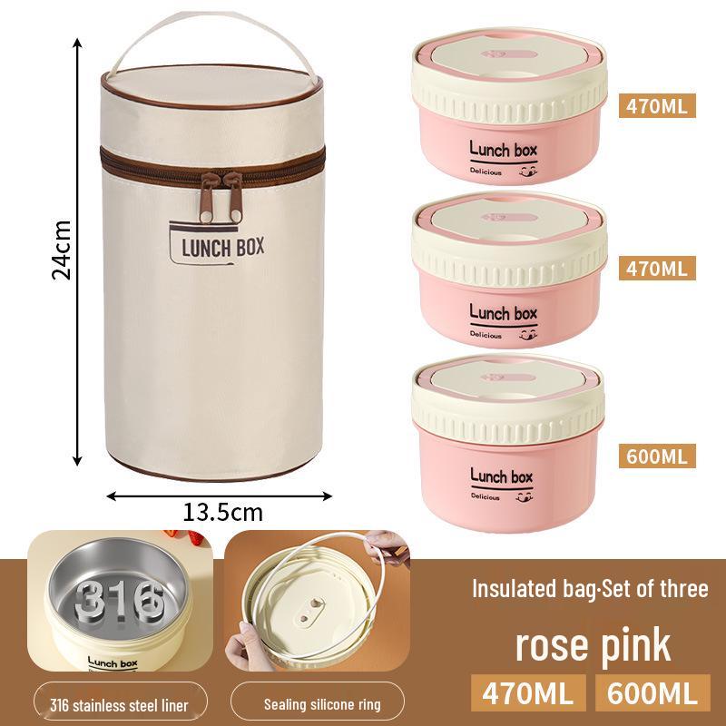 304 Stainless Steel Insulated Bento Box - Microwaveable Lunch Box & Soup Container, Ideal for Office Workers & Students