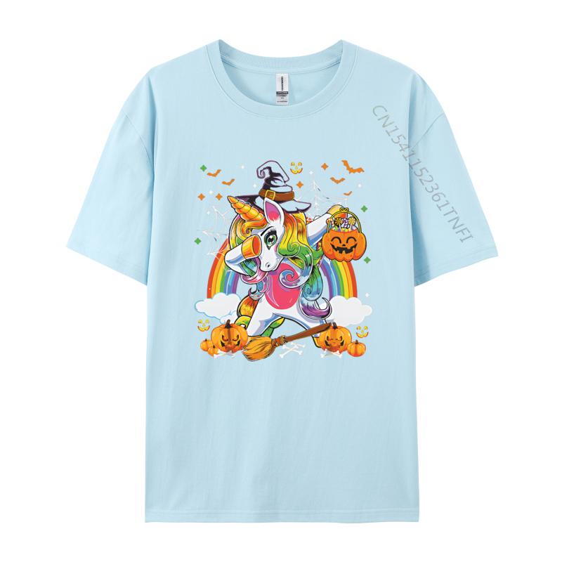 Halloween Pumpkin Fall Dabbing Unicorn Tshirts Funny Printed Tops Tees Cotton Fabric TShirt for Men Casual