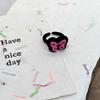 "Butterfly Resin Flocking Open Ring: Autumn/Winter Fashion with Cute, Simple, and Unique Design"
