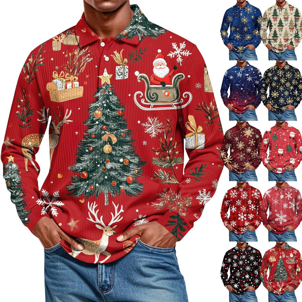 Men's Casual Style Solid Color Loose  Shirt Long-sleeved Top