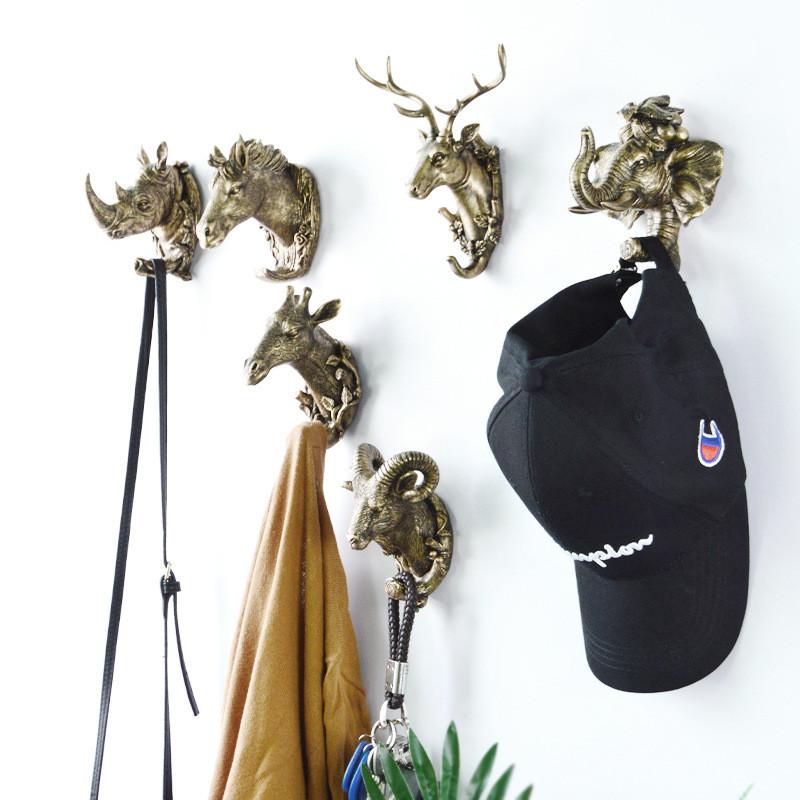Wall Head Animal Hook Resin Decorative Hanger For Home Bedroom Office Decor