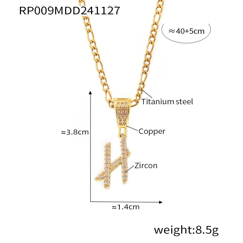 Gold-Plated Titanium Floral Script Letter Pendant Necklace