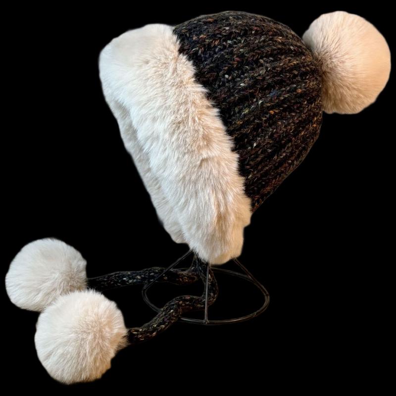

Women s Knitted Pom-pom Earflap Hat Adult 54-60 One Size