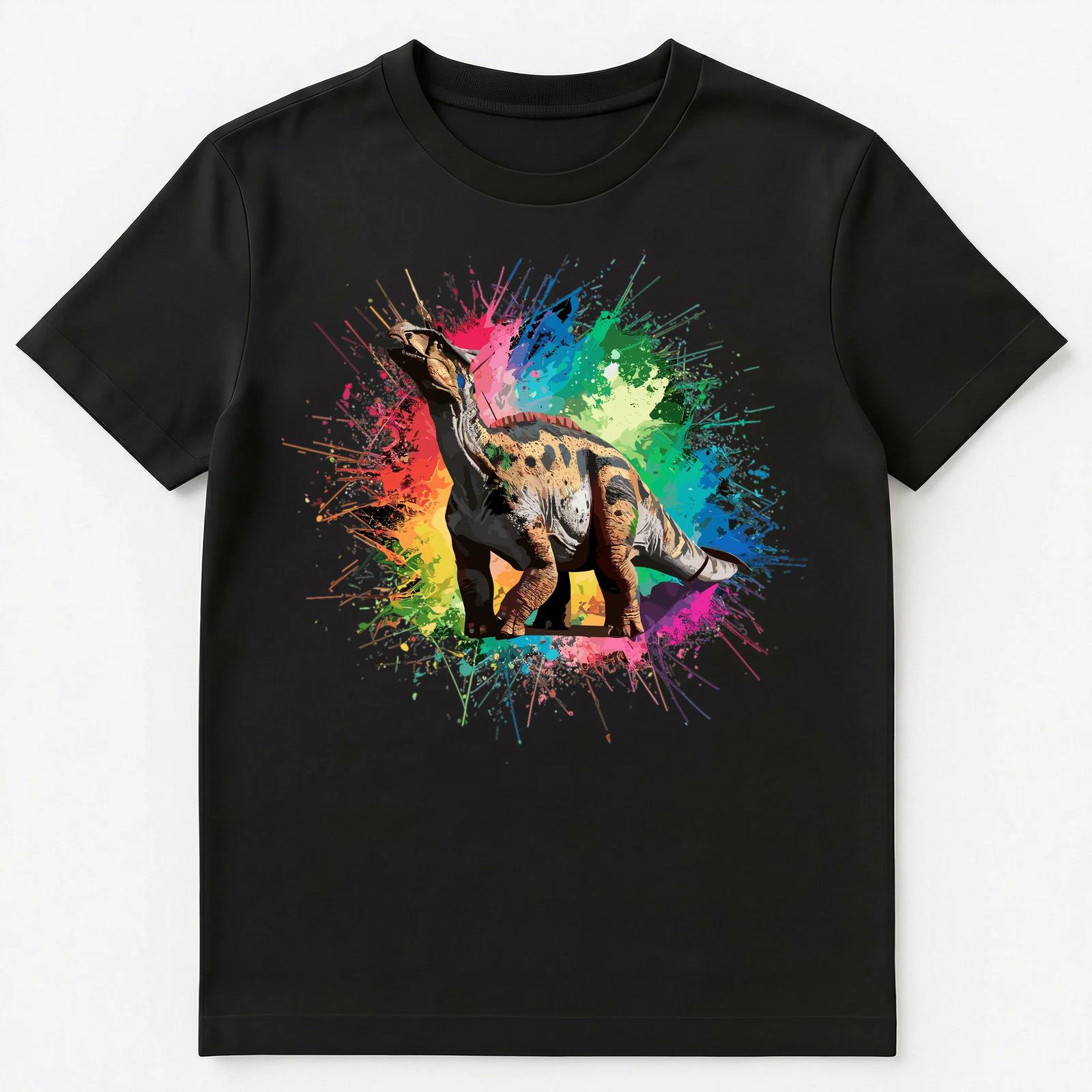 Colorful Paint Splash Apatosaurus Art Graphic Unisex T-Shirt S