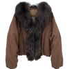 Winter new retro daily versatile personalized warm down jacket women's detachable natural real raccoon fur collar jacket