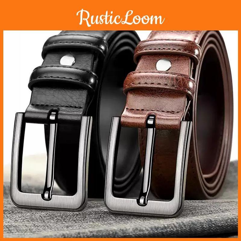 Classic Men Leather Belt With Vintage Style And Plant Motifs For Business Casual