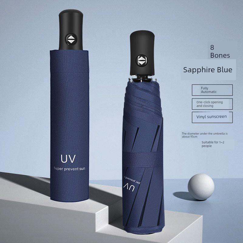 Fully Automatic Dual-Purpose Umbrella for Rain and Sun, Reinforced with Black Coating for Sun Protection, One-Touch Open and Close, Portable Folding