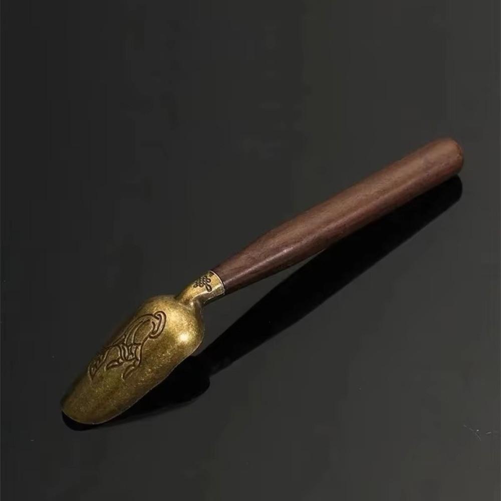 Portable Solid Wood Handle Tea Spoon Copper Creative Tea Shovel Retro Tea Leaves Shovel Coffee