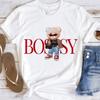 Bossy Bear with Sunglasses Women's Short Sleeved Tee Summer Casual Printed Top Cute Cartoon Graphic Ladies Fashion T-Shirt