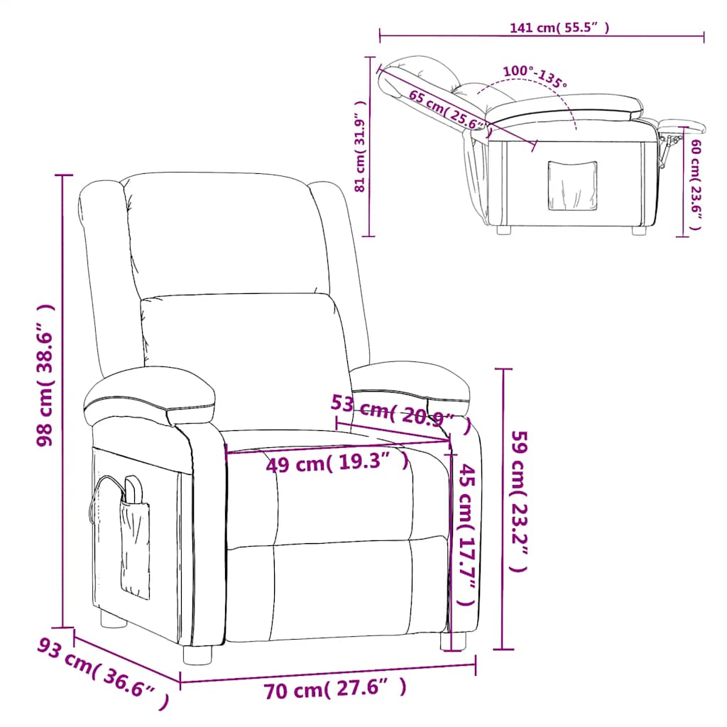 Massage Chair Burgundy Velvet