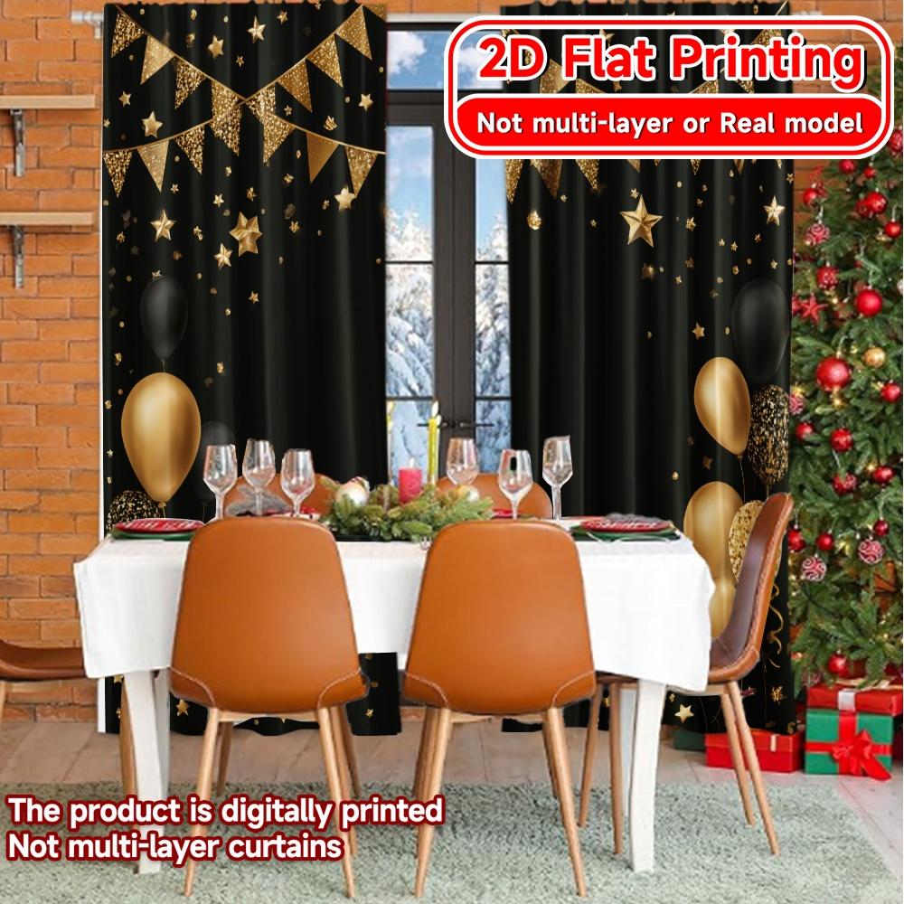 2D Flat Printing,2pcs 2026 Celebration(6) Modern Curtains&Drapes Polyester Easy Install Curtains Decorations For Home Ldeal for