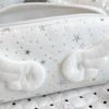 Wing Applique Pencil Case for Students, Soft Fabric Pen Case with Wide Opening for Daily Class and Desk Use