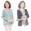 Spring Fashion Knitted Two-Piece Long-Sleeve Shirt for Middle-Aged Women