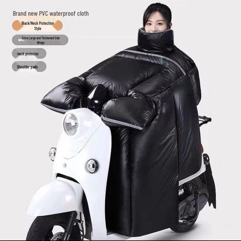 Extra Large Electric Vehicle Windshield & Motorcycle Knee Pads - Fleece Lined, Waterproof, Windproof & Battery Heated