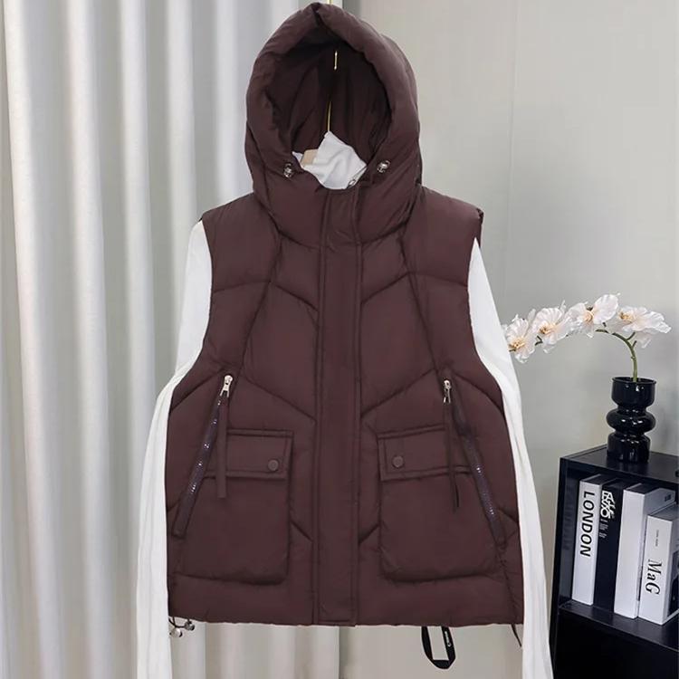 Women Loose Hooded Short Thick Warm Waistcost Puffer Sleeveless VestNew Autumn Winter Women Puffer Down Vest
