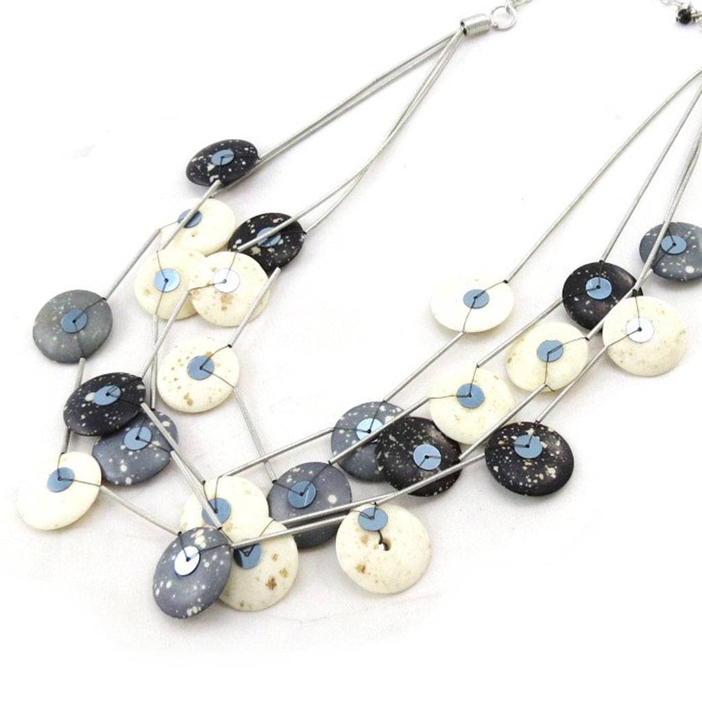 Les Trésors De Lily [C5035] - Designer Necklace 'Kilimanjaro' Gray Beige