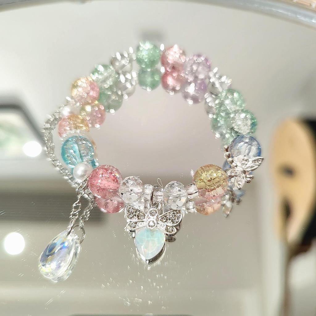 Silver Double Ring Blessing Bracelet: Sleek Ins Style, Niche Design, High-End Women's Accessory