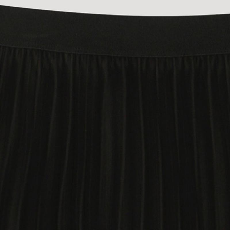 [shs Miss] Layer Pleated Banding Skirt Sawsko12020 Bk