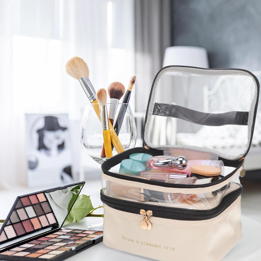 Frcolor Makeup Travel Cosmetic Travel Toiletry Large Capacity Cosmetic Cosmetic Storage Makeup Travel Toiletry Travel Pouch Pouch, Bag, Double-Layer