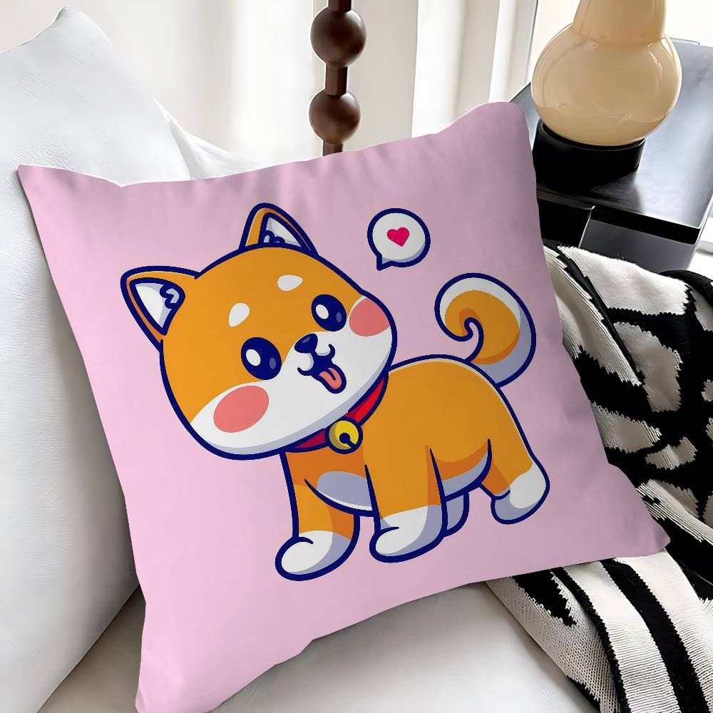 Dog Cartoon Illustration Cute Pillow Cover Sofa Cushion Cover Home Room Decoration Children Gift