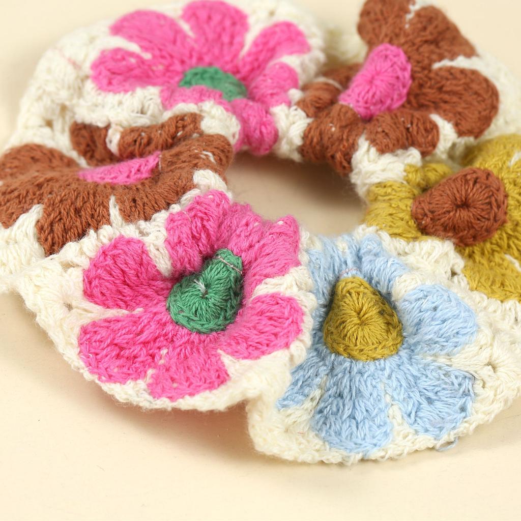 Korean-style Handmade Knitted Big Intestine Hair Tie, Elegant Pastoral Bun Hair Accessory, Sweet Ponytail Rubber Band