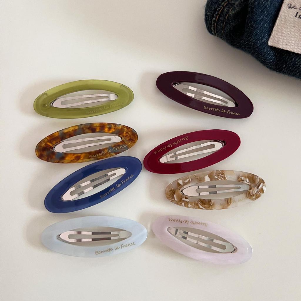 Korean Gold Oval Acetate Hair Clip - Retro Style for Bangs & Flyaways