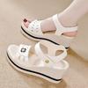 Medium heel comfortable shoes new summer flat bottom versatile fashion muffin soft bottom wedge heel summer sandals