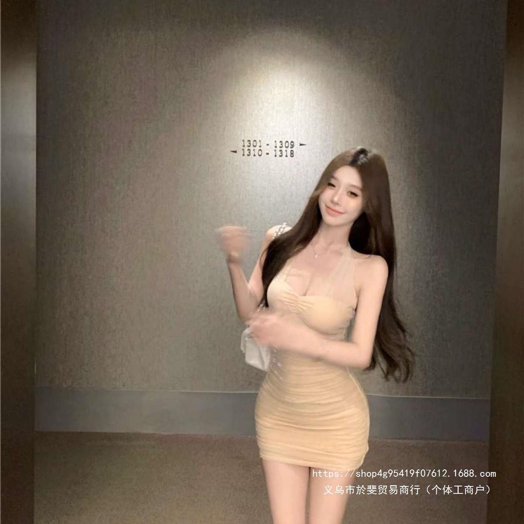 Pure Desire Wind White Mesh Neck Dress Female Summer Celebrity Temperament Slim Fit Sexy Figure Hip Skirt