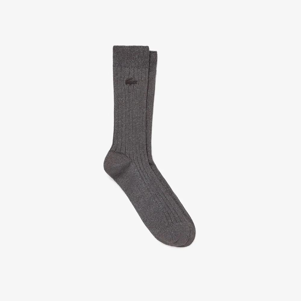 Women s Lurex Mid-calf Socks RA113E-55N-SKB Dark Brown (SKB)