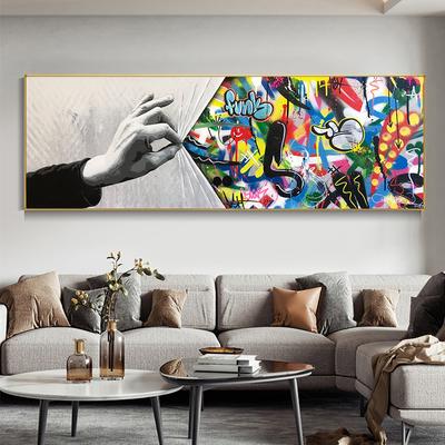 Street Graffiti Banksy Art Behind The Curtain Canvas Painting Posters Prints Cuadros Wall Art Pictures for Living Room Decor