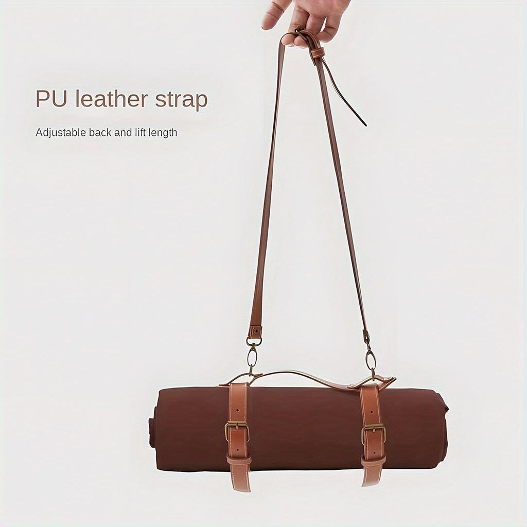 1 Stück PU-Leder Outdoor Picknickmatte, PU-Riemen, Deckenriemen, Yogariemen, Verstellbarer PU-Leder Tragegriff