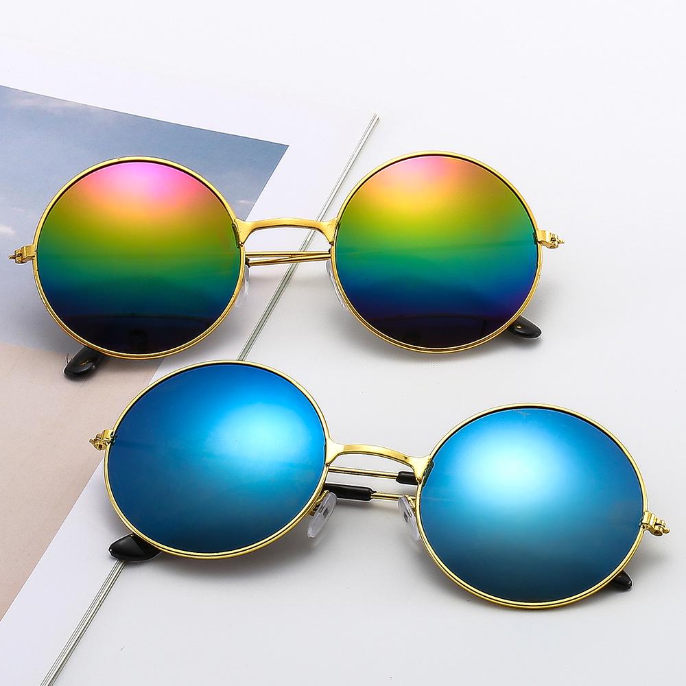 Retro Metal Round Sunglasses | Unisex | Reflective Plano Lenses