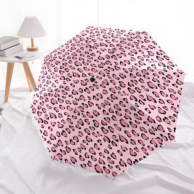 Pink Hearts Pattern Automatic Folding Umbrella Compact 8 Rib Design,Unique Style,Suitable for Everyday Outdoor Use,Perfect Gift for Fri