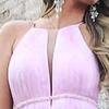2025 Women's Gradient Deep V Evening Gown - European/American Style with Waist-Gathering & Big Swing