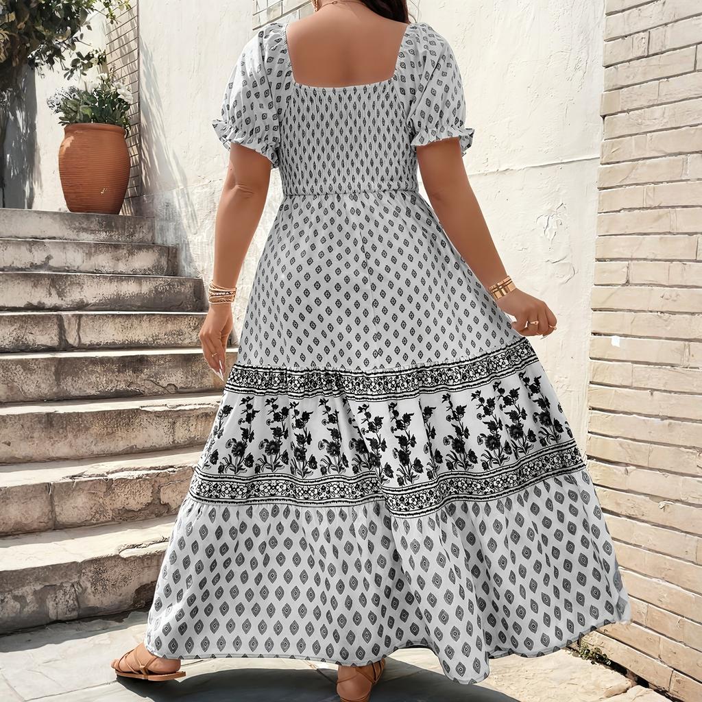Sukienka damska Casual Zwiewne sukienki Dekolt okrągły Wakacje Boho Plaża Letnia sukienka