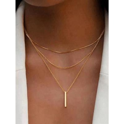 1 pièce Collier Carré Multi-Couches Simple Tendance pour Femme