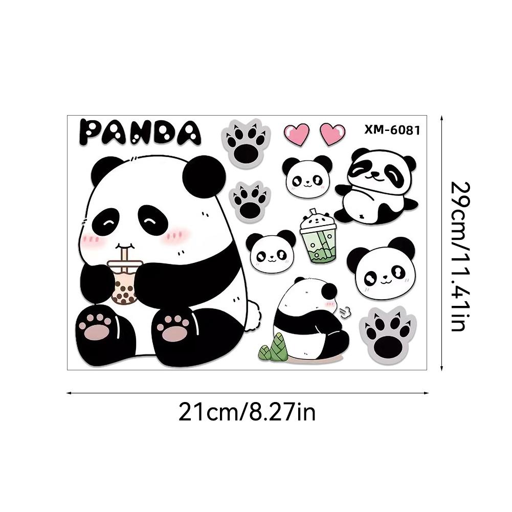 1Pc Motorcycle Bicycle Decal Helmet Car Waterproof Decals Lovely Pandas Night Sign Stickers Creative Exterior Decor Accessories