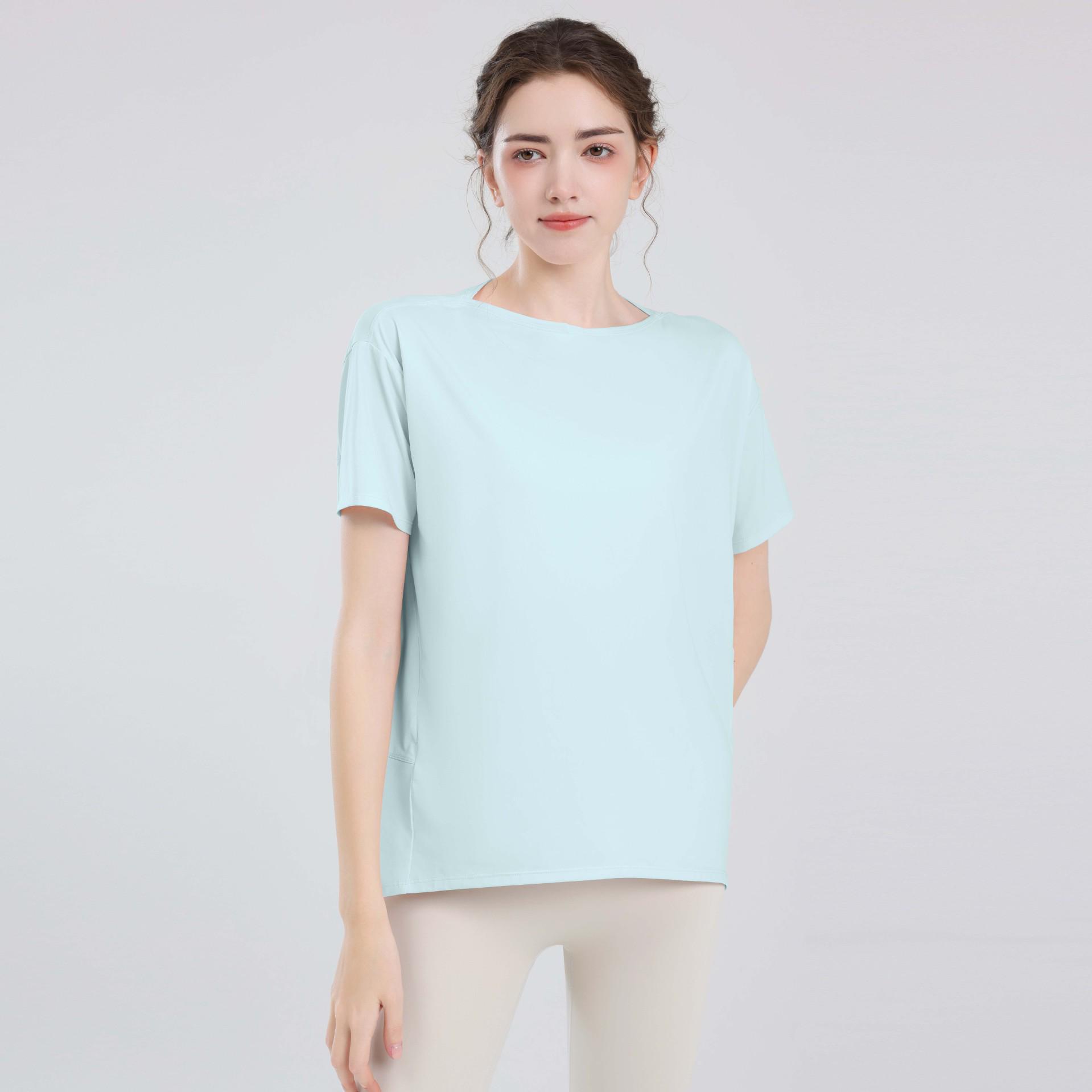 

Женский спортивный жилет телесного цвета: Свободные, закрывающие бедра, стройнящие топы для йоги и летние тренировочные футболки с короткими рукавами. Small