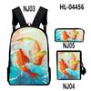 Classic Novelty Cool Koi Carp 3D Print 3pcs/Set Pupil School Bags Laptop Daypack Backpack Inclined Shoulder Bag Pencil Case